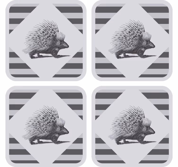 Sous verre moderne illustration de porc-épic rayé - TenStickers