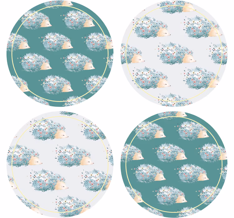 Sous verre moderne hérissons dans un cadre floral - TenStickers