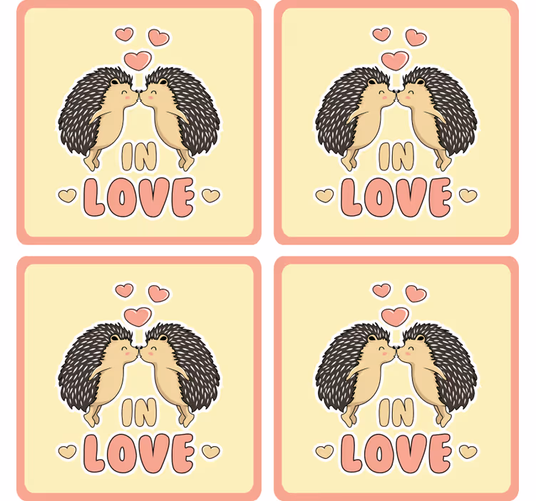 Sous verre moderne hérissons s'embrassant avec cœurs - TenStickers