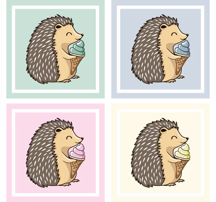 Sous verre bière hérisson dégustant une glace - TenStickers
