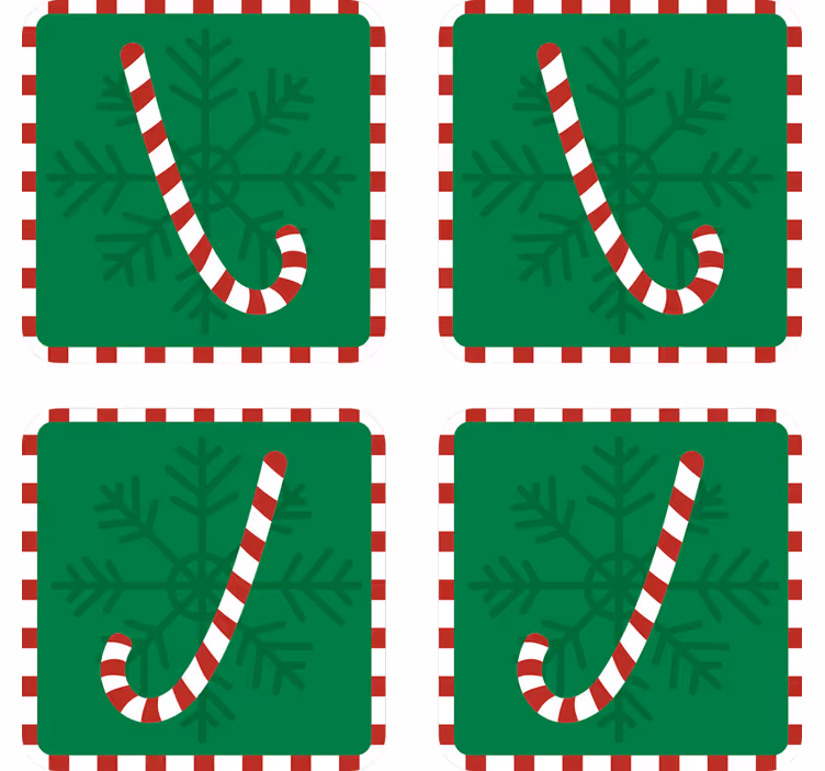 Sous verre noël design flocon de neige canne à sucre - TenStickers