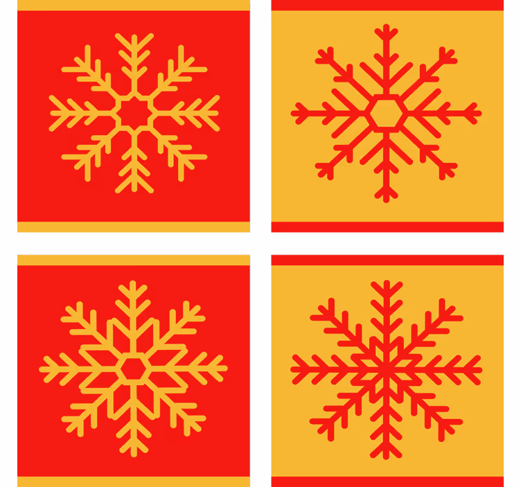 Sous verre noël motif flocon rouge et jaune - TenStickers
