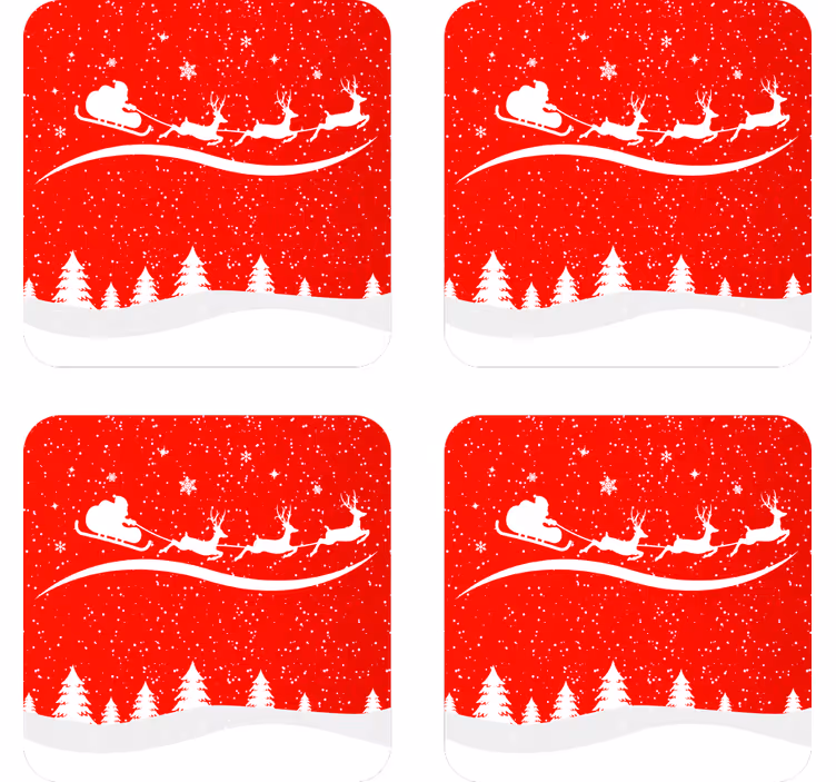 Sous verre noël traîneau du père noël avec rennes - TenStickers