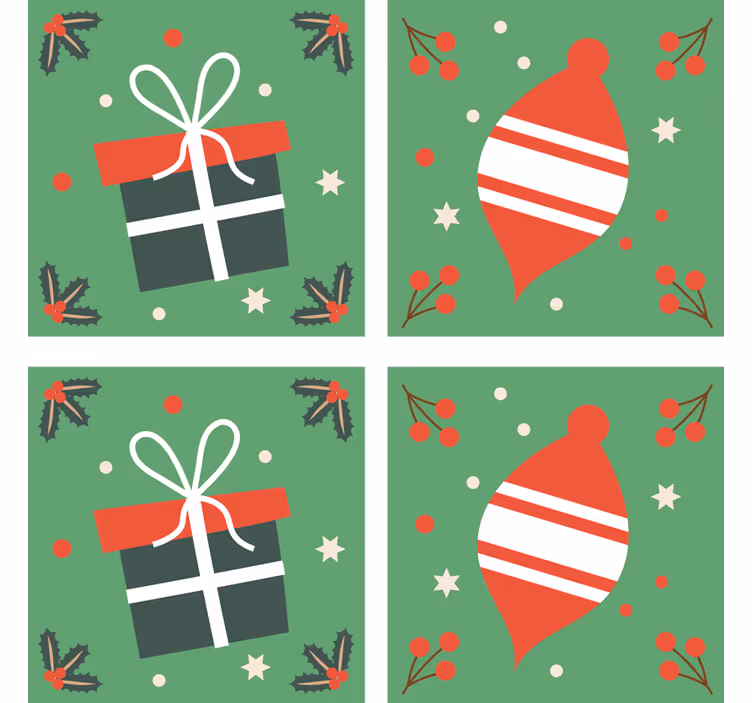 Sous verre noël ornement et cadeau festif - TenStickers
