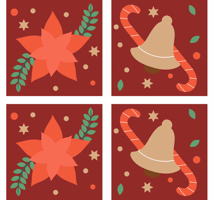 Sous verre noël motif poinsettia et cloches - TenStickers