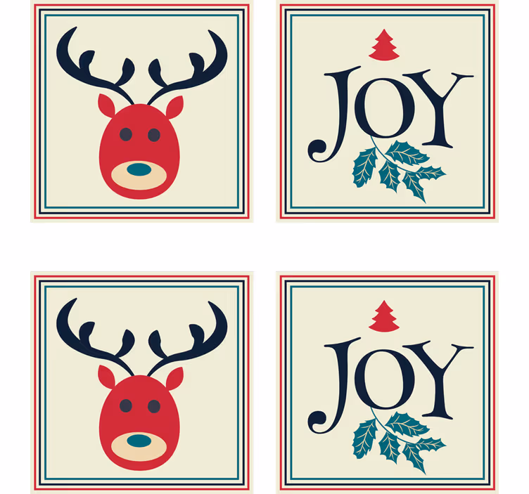 Sous verre noël renne et houx - TenStickers