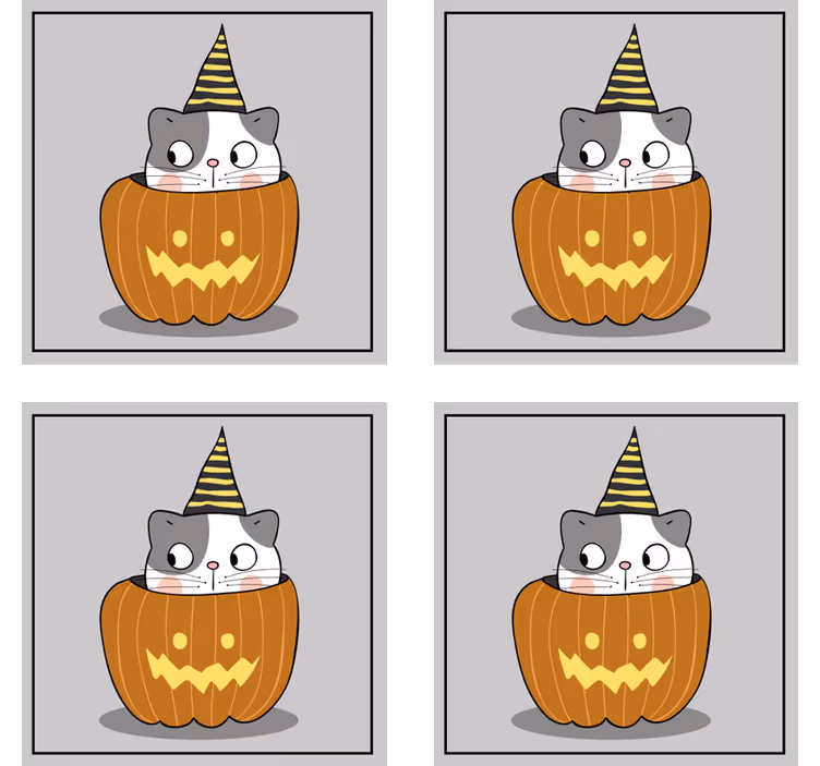 Sous verre halloween chat en chapeau de citrouille - TenStickers
