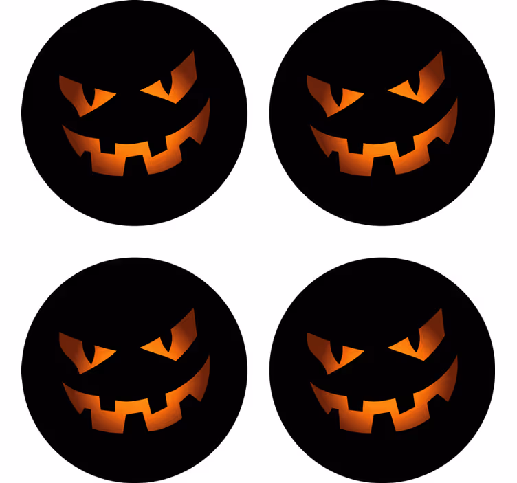 Sous verre halloween ensemble de visages de citrouille - TenStickers