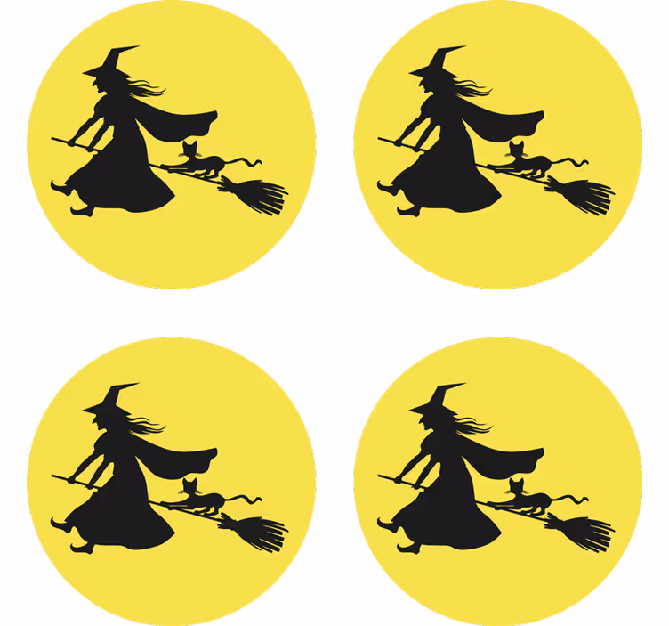 Sous verre halloween sorcière sur balai - TenStickers