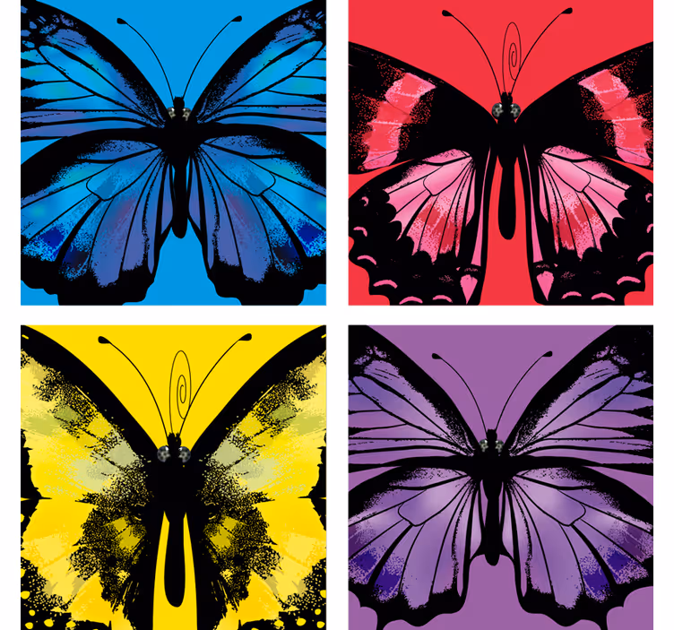 Sous verre bière designs de papillons colorés - TenStickers