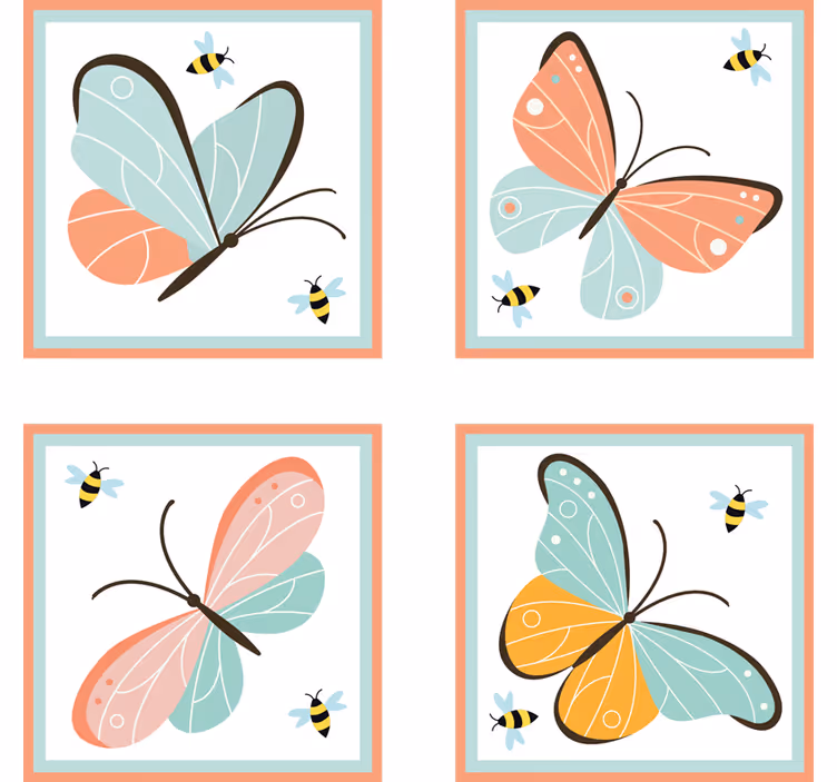 Sous verre bière motif papillon coloré - TenStickers