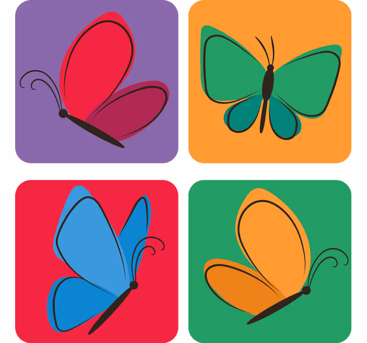 Sous verre bière motifs de papillons colorés - TenStickers