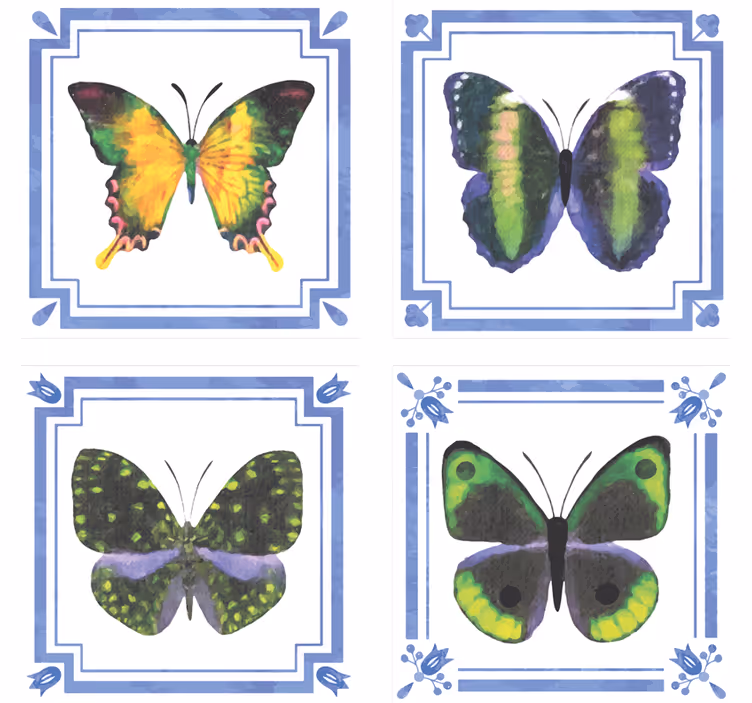 Sous verre Éléments de papillons colorés - TenStickers