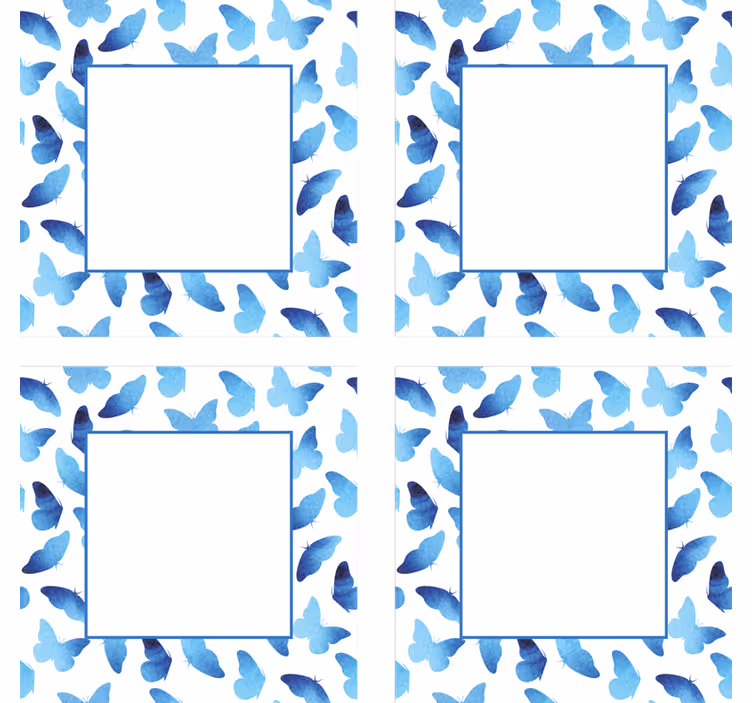 Sous verre personnalisable motif papillon cadres bleus - TenStickers