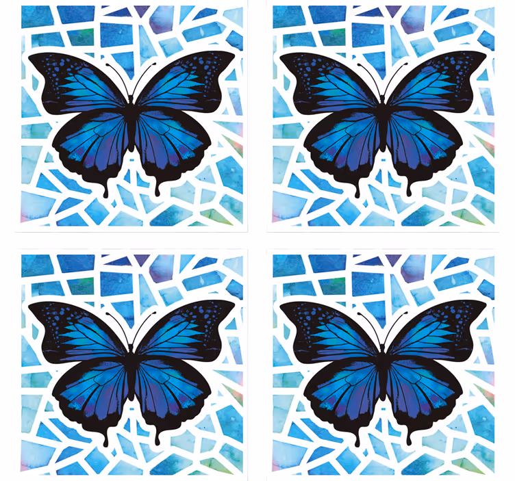 Sous verre bière œuvre mosaïque papillon - TenStickers