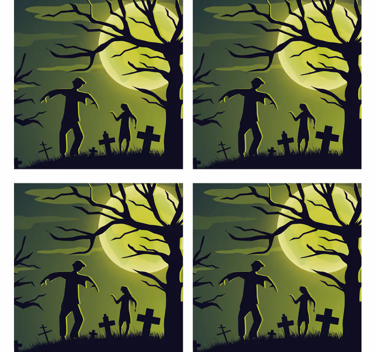 Sous verre halloween zombies au clair de lune - TenStickers