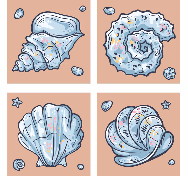 Sous verre moderne motifs inspirés des coquillages - TenStickers
