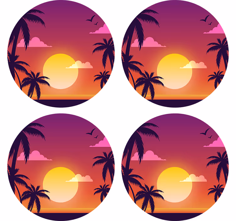 Sous verre bière motif coucher de soleil tropical - TenStickers