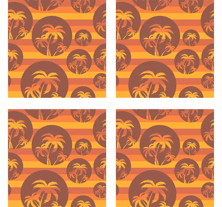 Sous verre bière motif palmier rétro - TenStickers