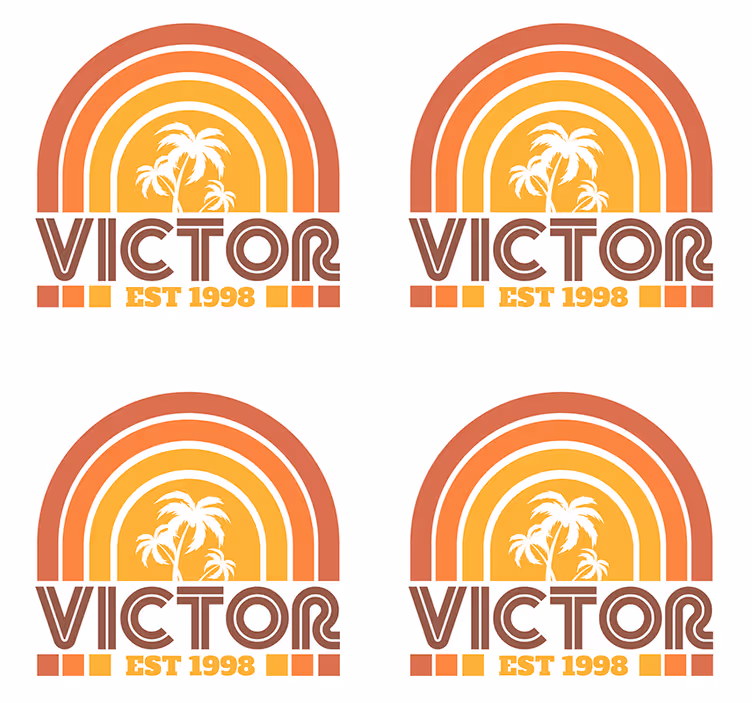 Sous verre personnalisable Écusson palmiers rétro - TenStickers