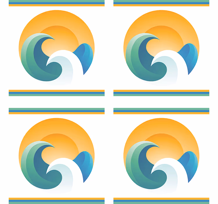 Sous verre moderne vagues stylisées au coucher de soleil - TenStickers
