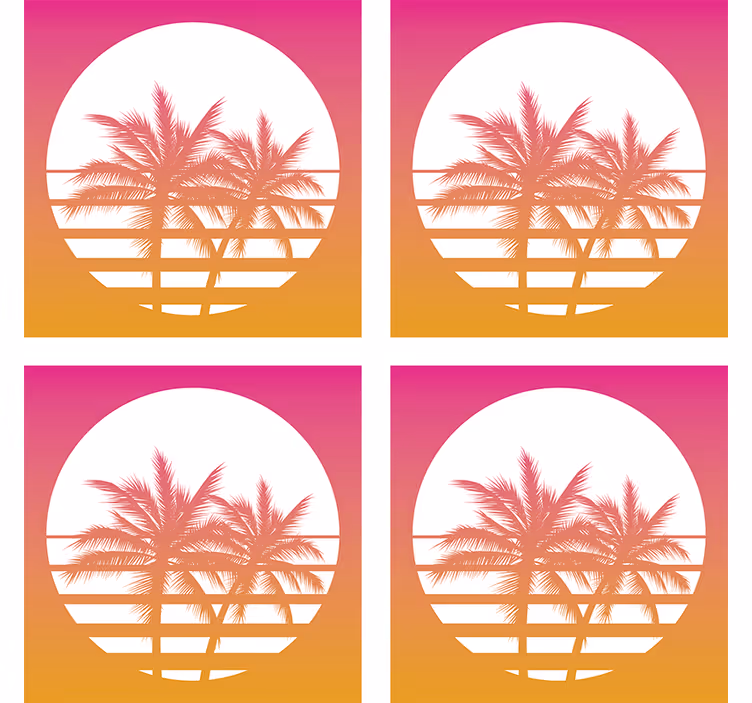 Sous verre bière silhouette de coucher de soleil tropical - TenStickers
