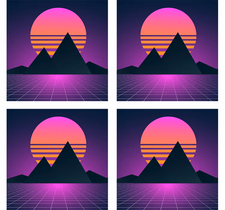Sous verre moderne montagne géométrique au coucher de soleil - TenStickers