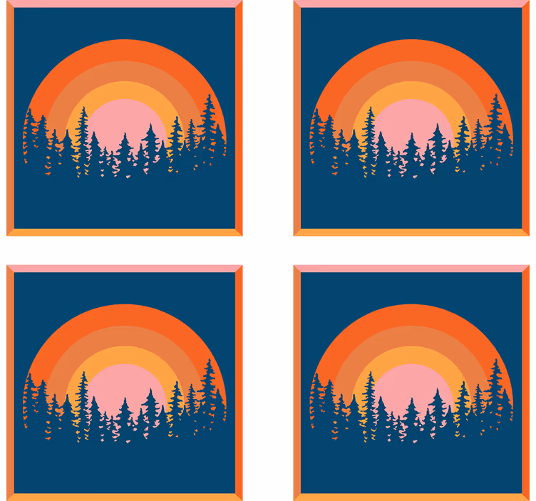 Sous verre moderne forêt de coucher de soleil en couches - TenStickers