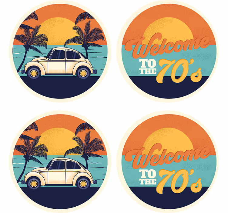 Sous verre vintage scène côtière rétro - TenStickers