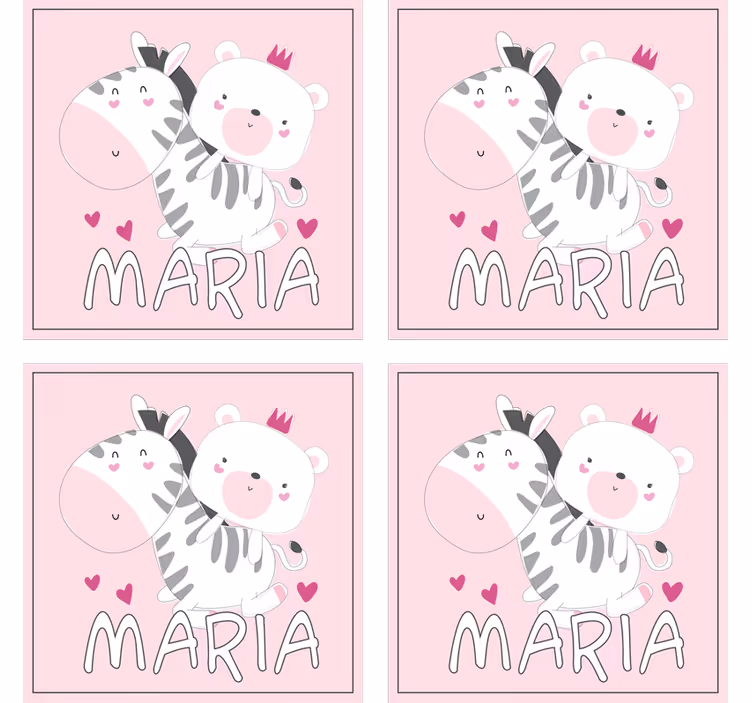 Sous verre personnalisable duo d'ours et zèbre mignon - TenStickers