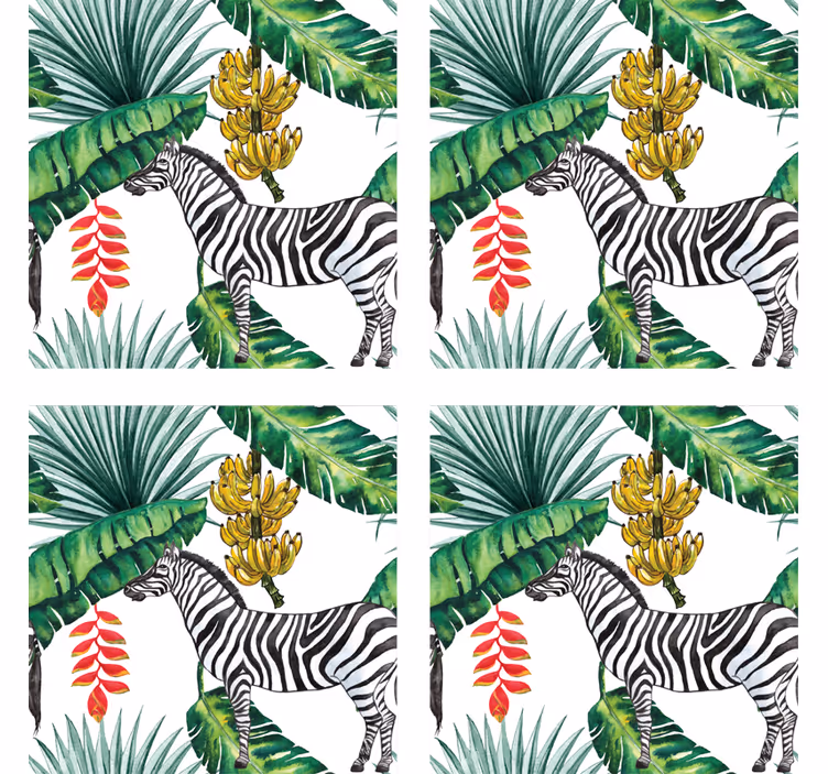 Sous verre bière zebra et feuillage tropical - TenStickers