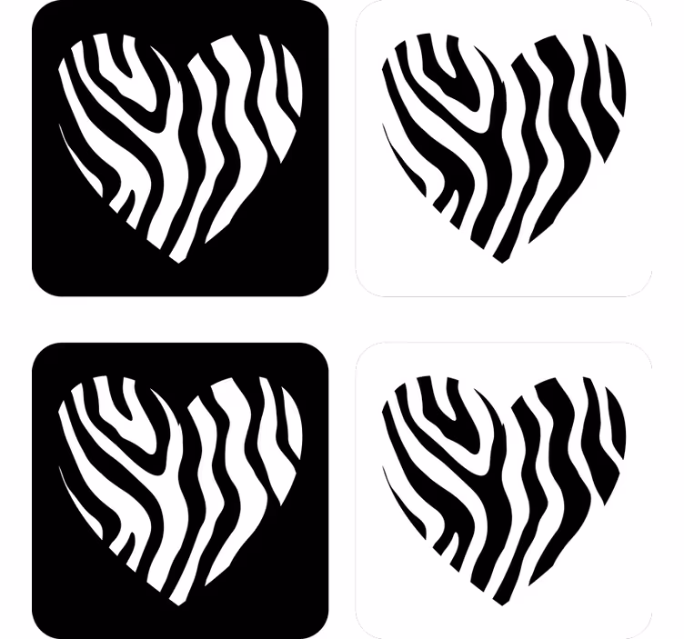 Sous verre bière motif zèbre en forme de cœur - TenStickers