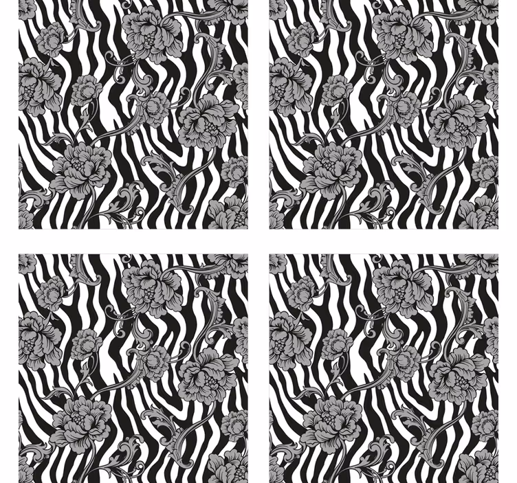 Sous verre motif floral zèbre - TenStickers