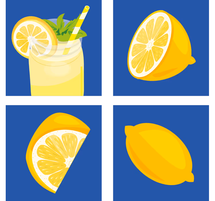 Sous verre carreaux boisson citron rafraîchissante - TenStickers