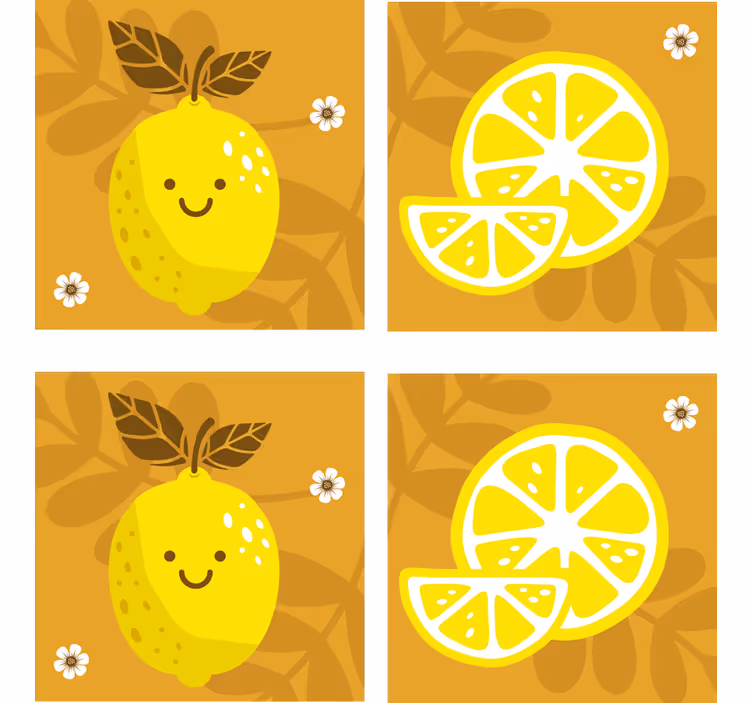 Sous verre bière citron et agrumes joyeux - TenStickers