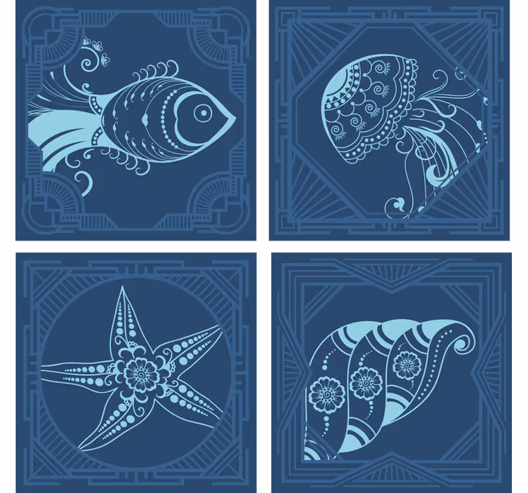 Sous verre bière créatures marines fantaisistes - TenStickers