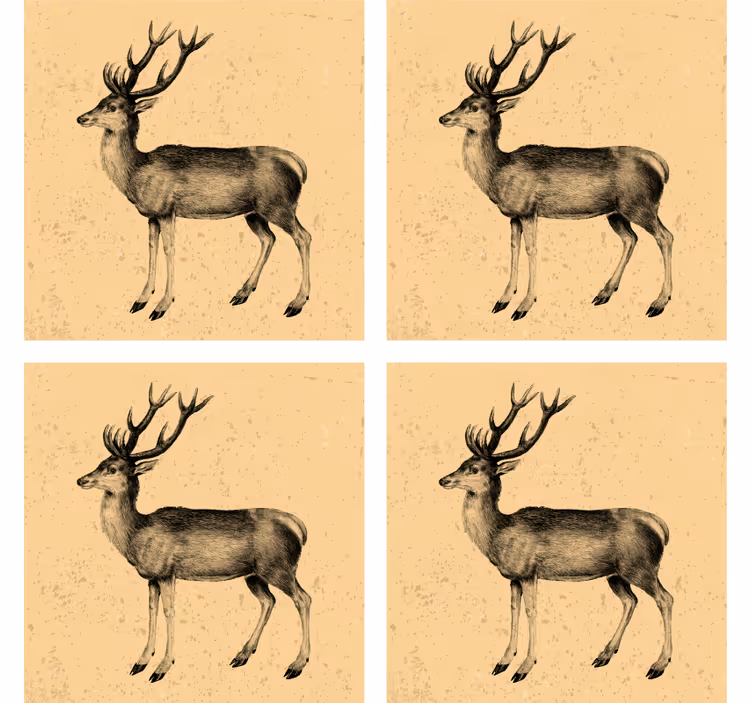 Sous verre bière illustration cerf vintage - TenStickers