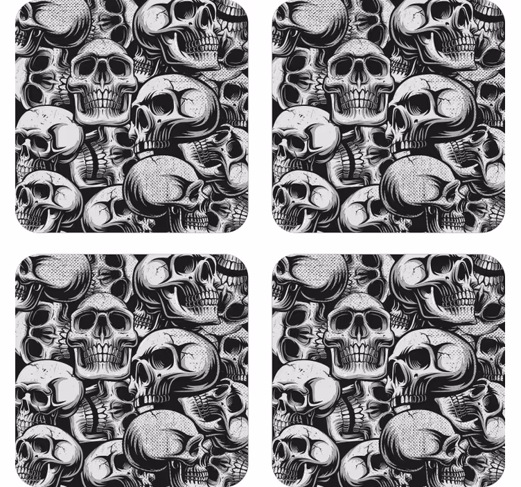 Sous verre bière motif crâne monochrome - TenStickers