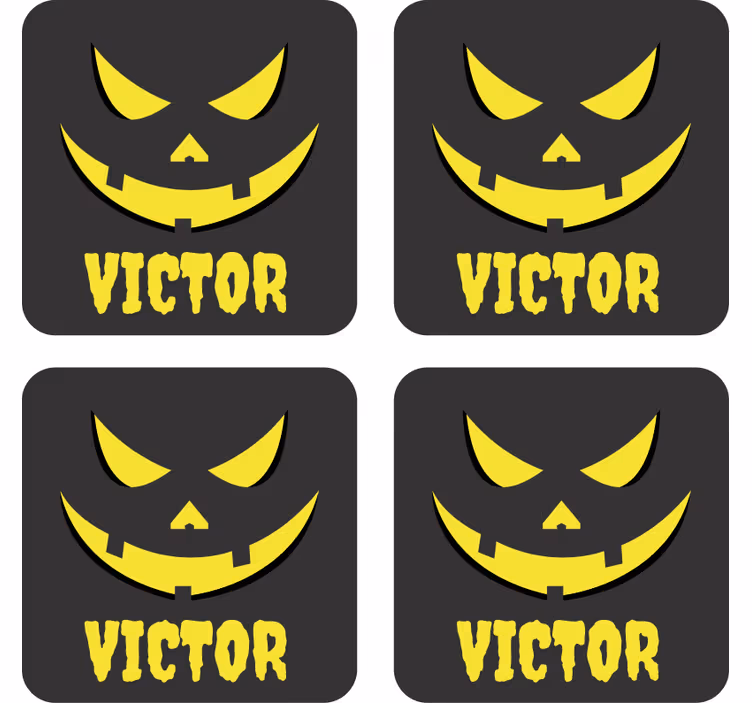 Dessous de verre personnalisé visage citrouille - TenStickers
