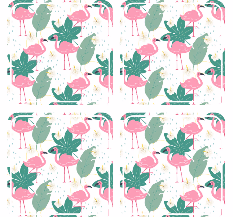 Sous verre bière motif flamant et feuilles - TenStickers
