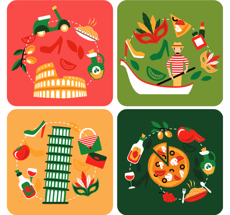 Sous verre bière voyage culinaire italien - TenStickers
