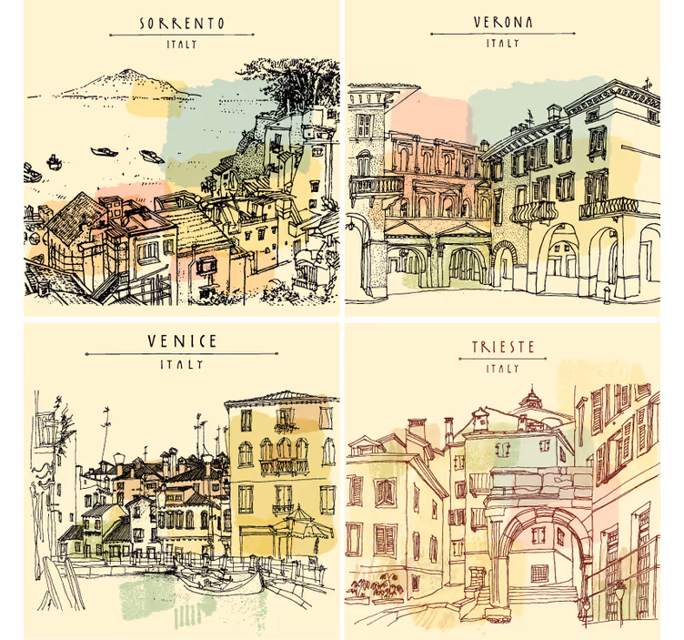 Sous verre citation paysages urbains italiens - TenStickers