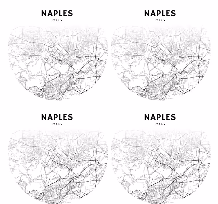 Sous verre personnalisable carte de naples outline - TenStickers