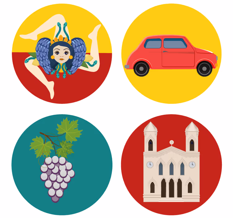 Sous verre moderne mythologie sicilienne raisins - TenStickers