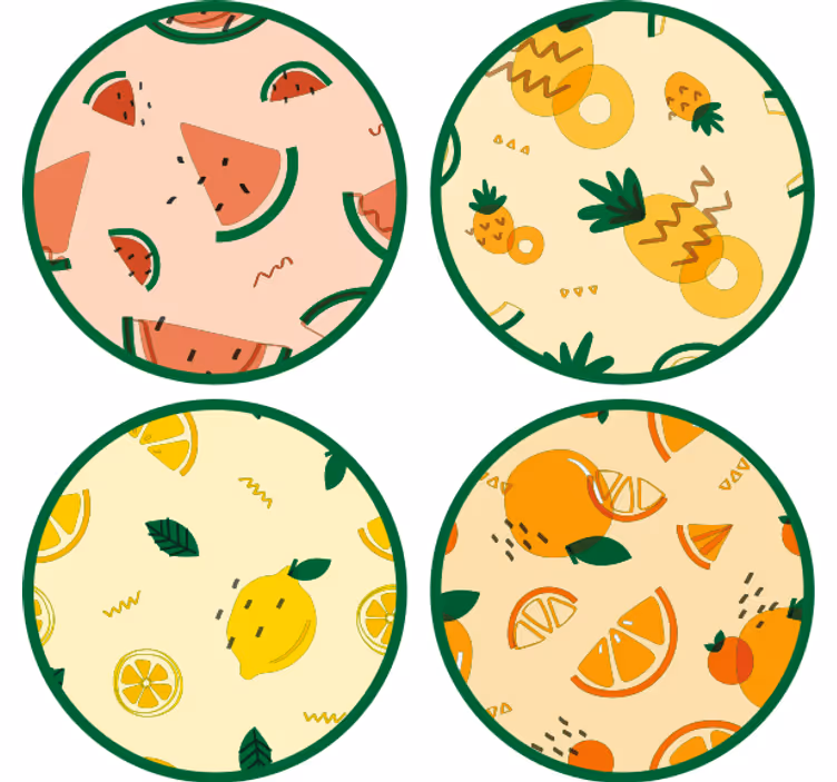 Sous verre bière motifs de fruits tropicaux - TenStickers