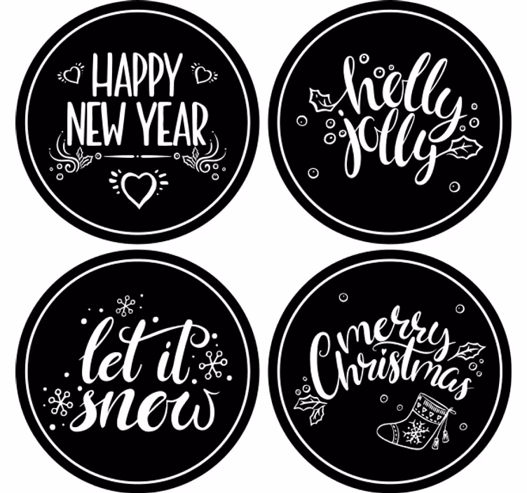 Sous verre noël salutations saisonnières joyeuses - TenStickers