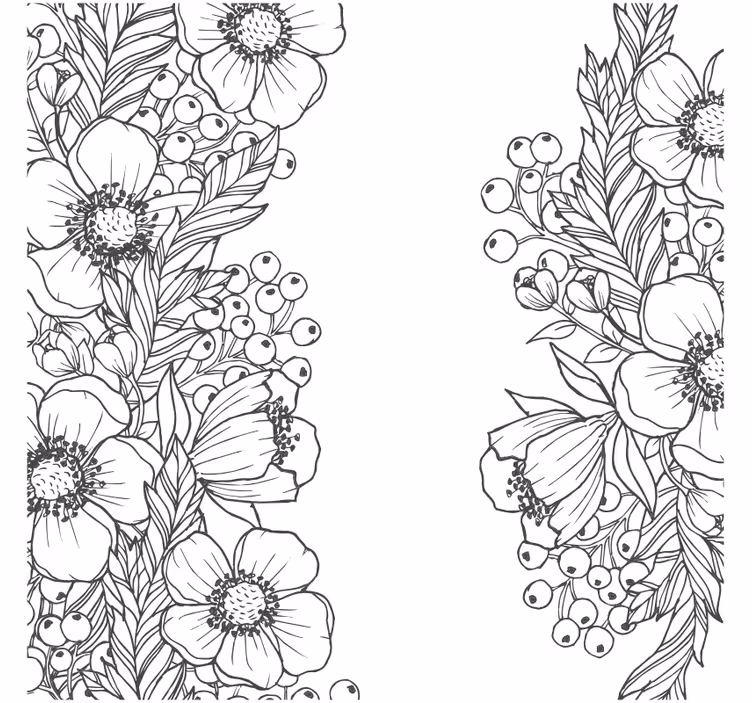 Sous verre motifs floraux en contour - TenStickers
