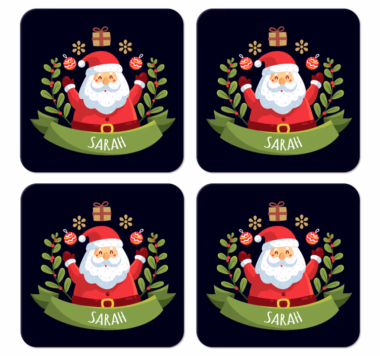 dessous de verre noel Père noël avec nom - TenStickers