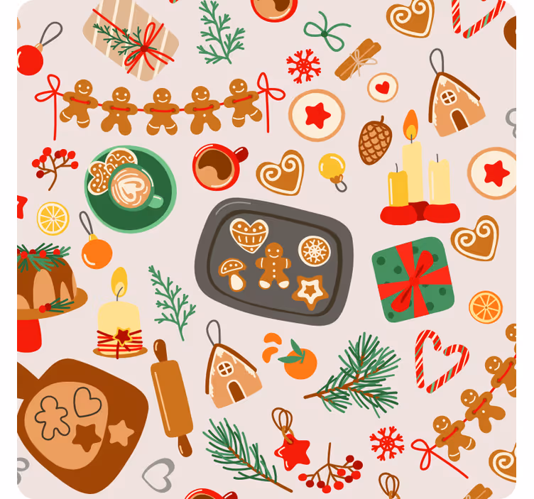 Sous verre noël gourmandes friandises en pain d'épices - TenStickers