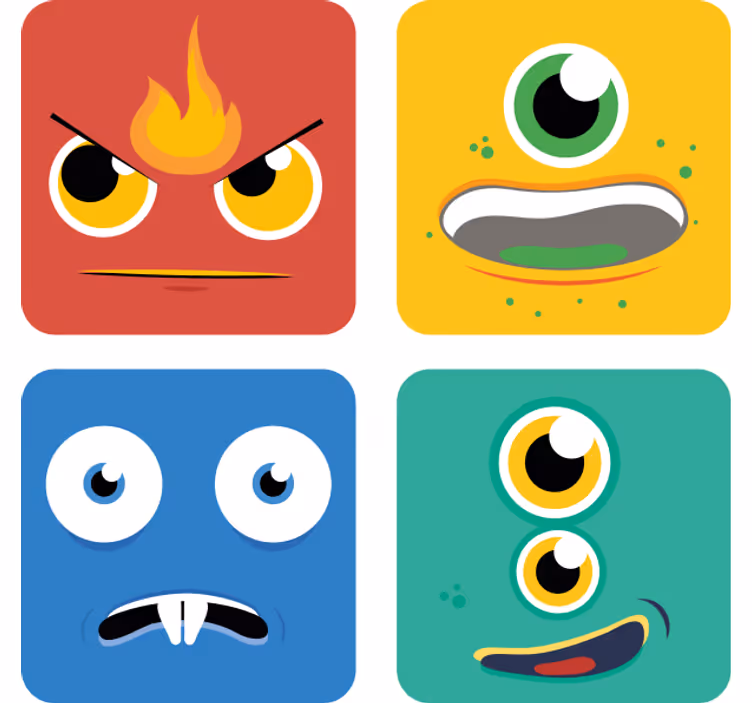 Sous verre bière visages de monstres colorés - TenStickers